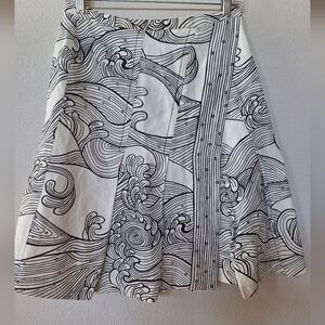 Tracy Reese Womens Silk linen Blend Knee Length Skirt. Black/Cream. Size 0